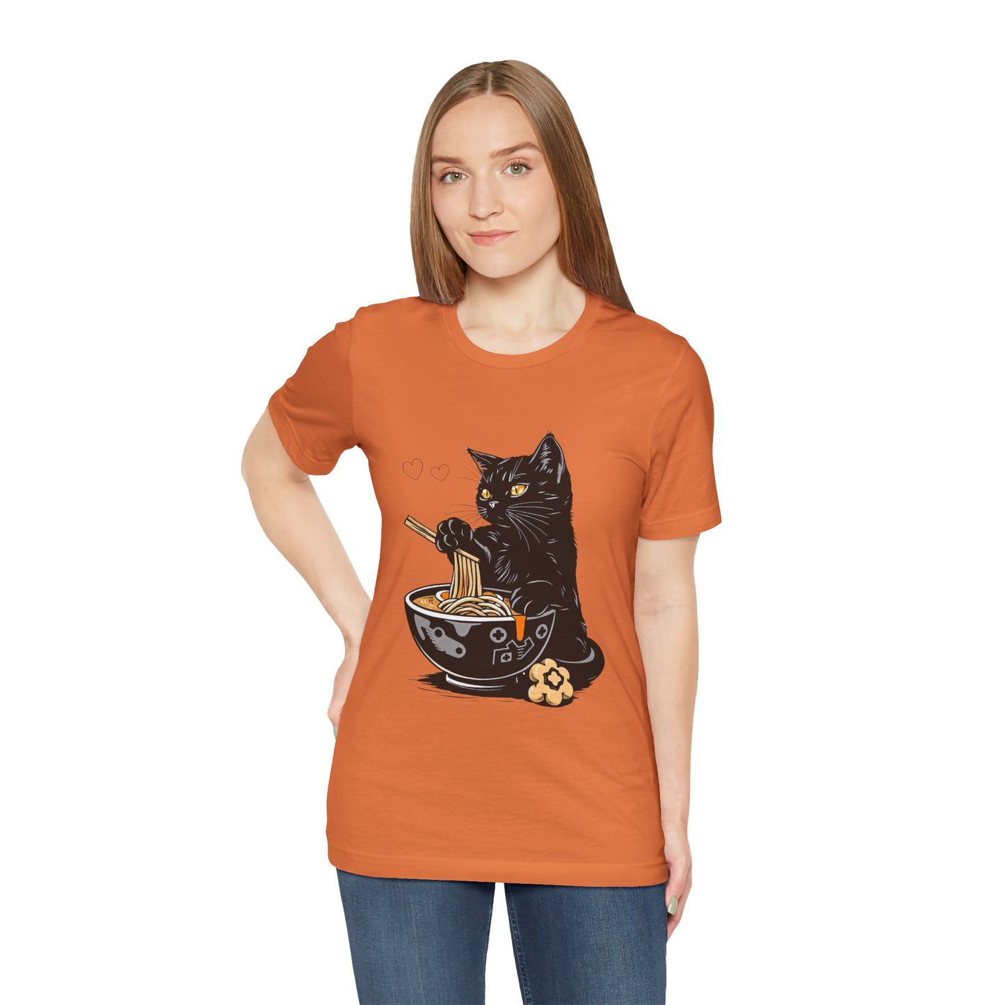 Noodle Cat Shirt, Ramen Cat T-Shirt, Foodie Lover Shirts, Black Cat Noodle T-Shirts, Retro Cat Tees, Cat Lover Sweatshirts, Black Cat Tee