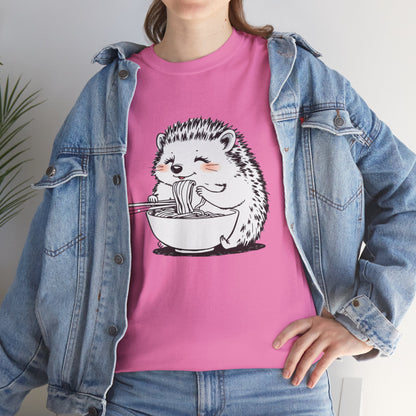 Noodle Hedgehog Shirt, Ramen HedgehogT-Shirt, Foodie Lover Shirts, Black Hedgehog Noodle T-Shirts, Retro HedgehogTees, Hedgehog Lover Sweatshirts, Black Hedgehog Tee Cute Hedgehog Eating Noodles Unisex Heavy Cotton Tee