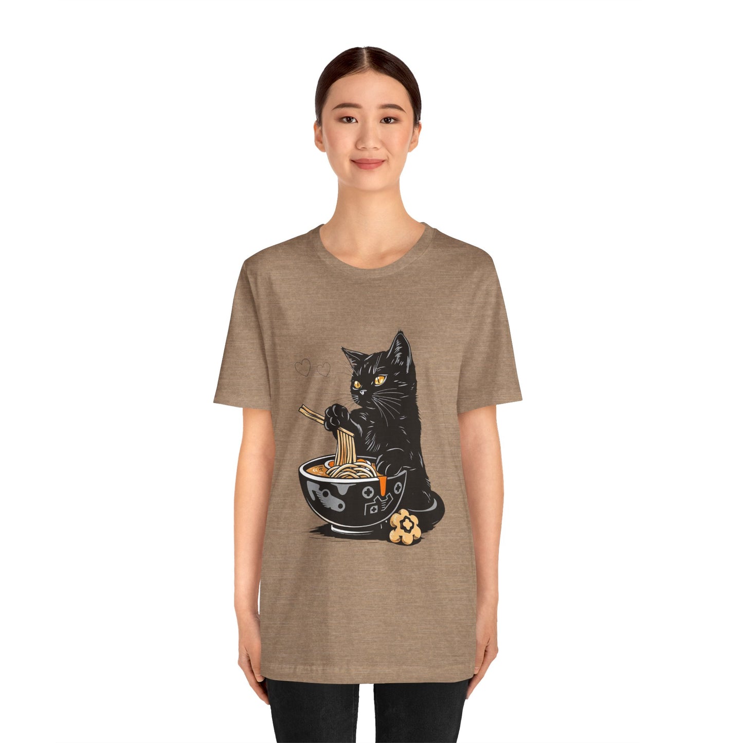 Noodle Cat Shirt, Ramen Cat T-Shirt, Foodie Lover Shirts, Black Cat Noodle T-Shirts, Retro Cat Tees, Cat Lover Sweatshirts, Black Cat Tee