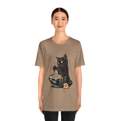 Noodle Cat Shirt, Ramen Cat T-Shirt, Foodie Lover Shirts, Black Cat Noodle T-Shirts, Retro Cat Tees, Cat Lover Sweatshirts, Black Cat Tee