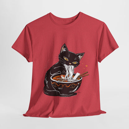 Noodle Cat Shirt, Ramen Cat T-Shirt, Foodie Lover Shirts, Black Cat Noodle T-Shirts, Retro Cat Tees, Cat Lover Sweatshirts, Black Cat Tee