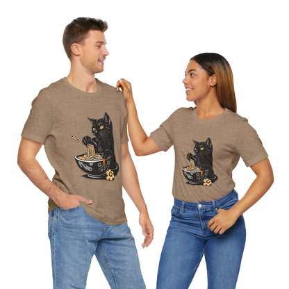 Noodle Cat Shirt, Ramen Cat T-Shirt, Foodie Lover Shirts, Black Cat Noodle T-Shirts, Retro Cat Tees, Cat Lover Sweatshirts, Black Cat Tee