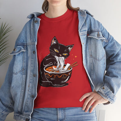 Noodle Cat Shirt, Ramen Cat T-Shirt, Foodie Lover Shirts, Black Cat Noodle T-Shirts, Retro Cat Tees, Cat Lover Sweatshirts, Black Cat Tee