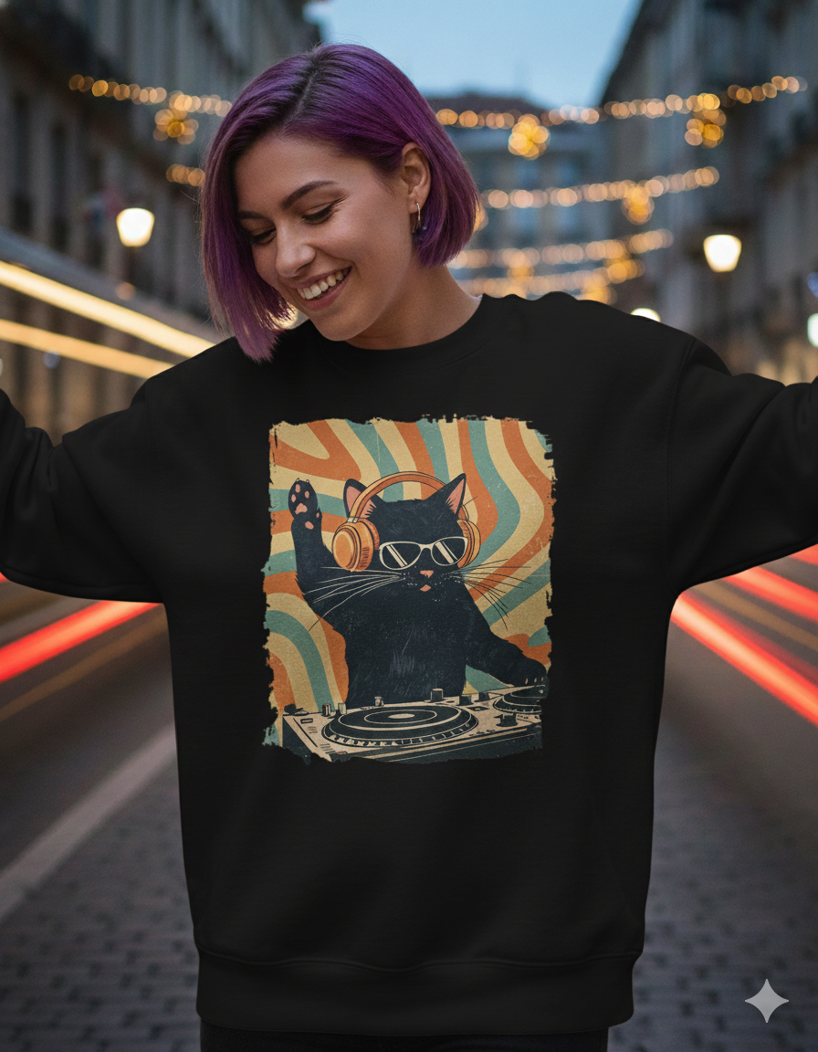 Cool DJ Cat T-Shirt — Funny Cat With Headphones | Music Lover Gift