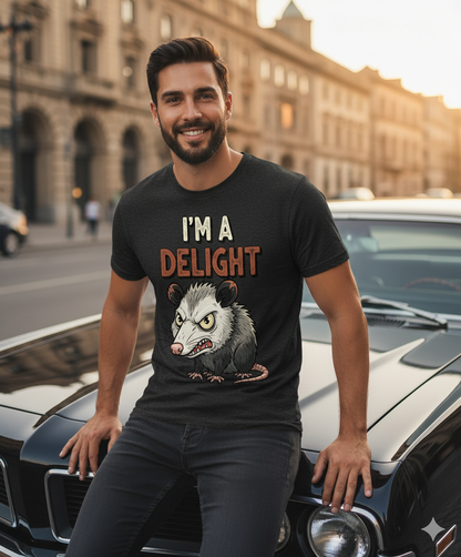 First Of All I’m A Delight Sarcastic Tee, Angry Possum Lover Shirt, Cute Sarcastic Animal Lovers Gift