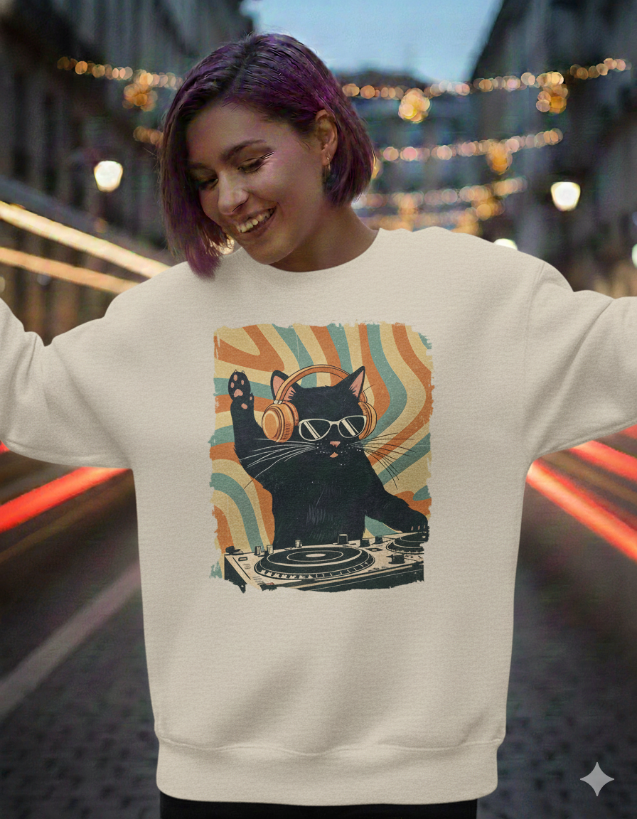 Cool DJ Cat T-Shirt — Funny Cat With Headphones | Music Lover Gift