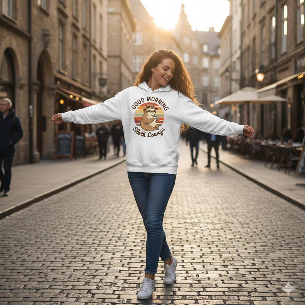 Funny Sloth  – Retro Coffee Lover Tee, New Arrivals, Vintage Aesthetic Sloth Coffee Shirt