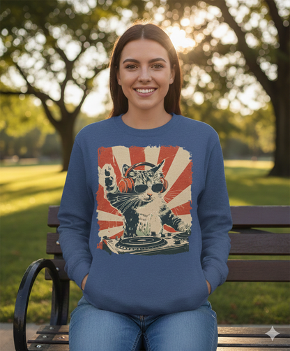 DJ Cat Kitty Sweatshirt — Warm, Soft Pullover for Cat Lovers