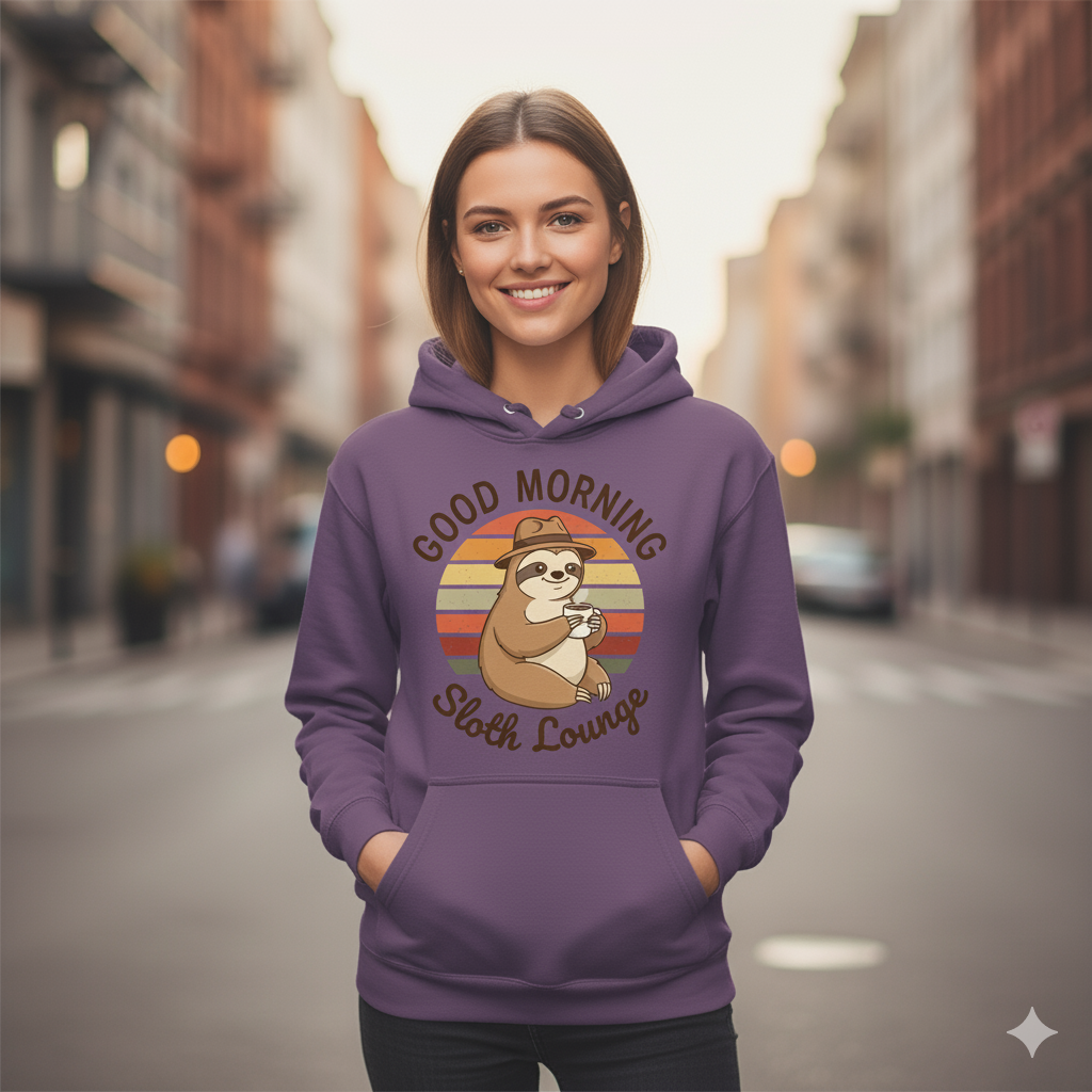 Funny Sloth  – Retro Coffee Lover Tee, New Arrivals, Vintage Aesthetic Sloth Coffee Shirt