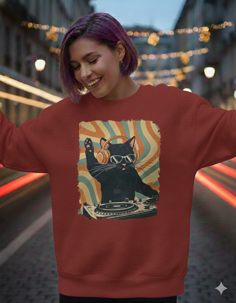 Cool DJ Cat T-Shirt — Funny Cat With Headphones | Music Lover Gift