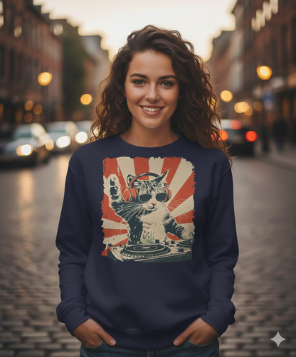 DJ Cat Kitty Sweatshirt — Warm, Soft Pullover for Cat Lovers