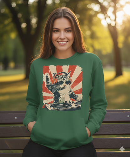DJ Cat Kitty Sweatshirt — Warm, Soft Pullover for Cat Lovers