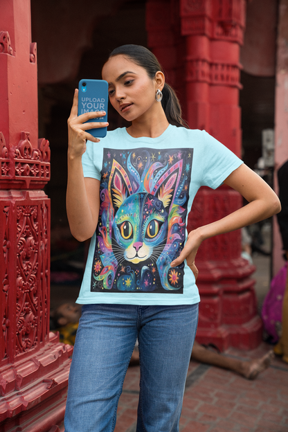 Color Splash Cat T-Shirt – Vibrant Psychedelic Kitty Art Tee for Cat Lovers & Artists